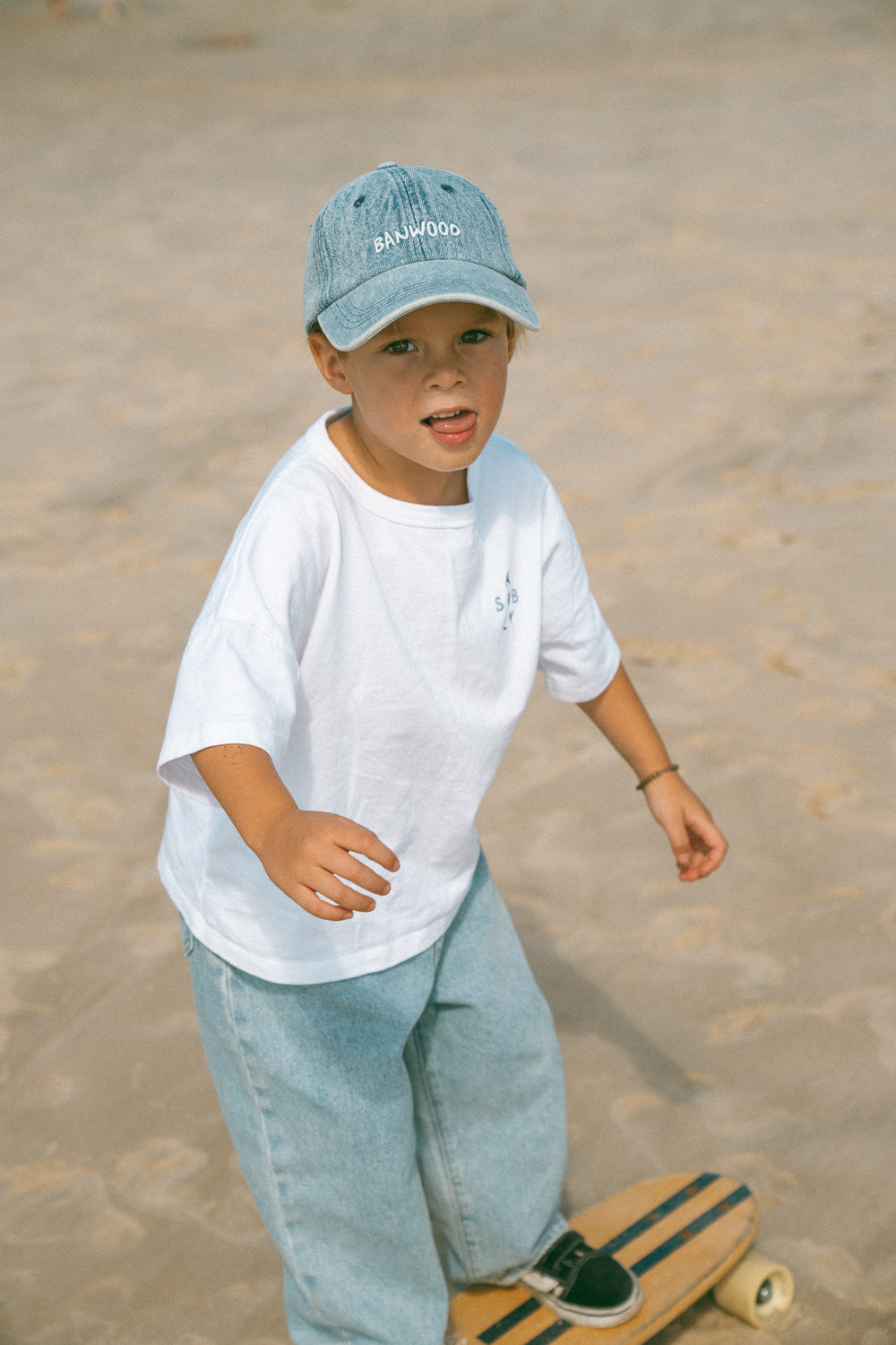 Banwood Washed Cap - Denim - Kinderpet - Denim Blauw 2
