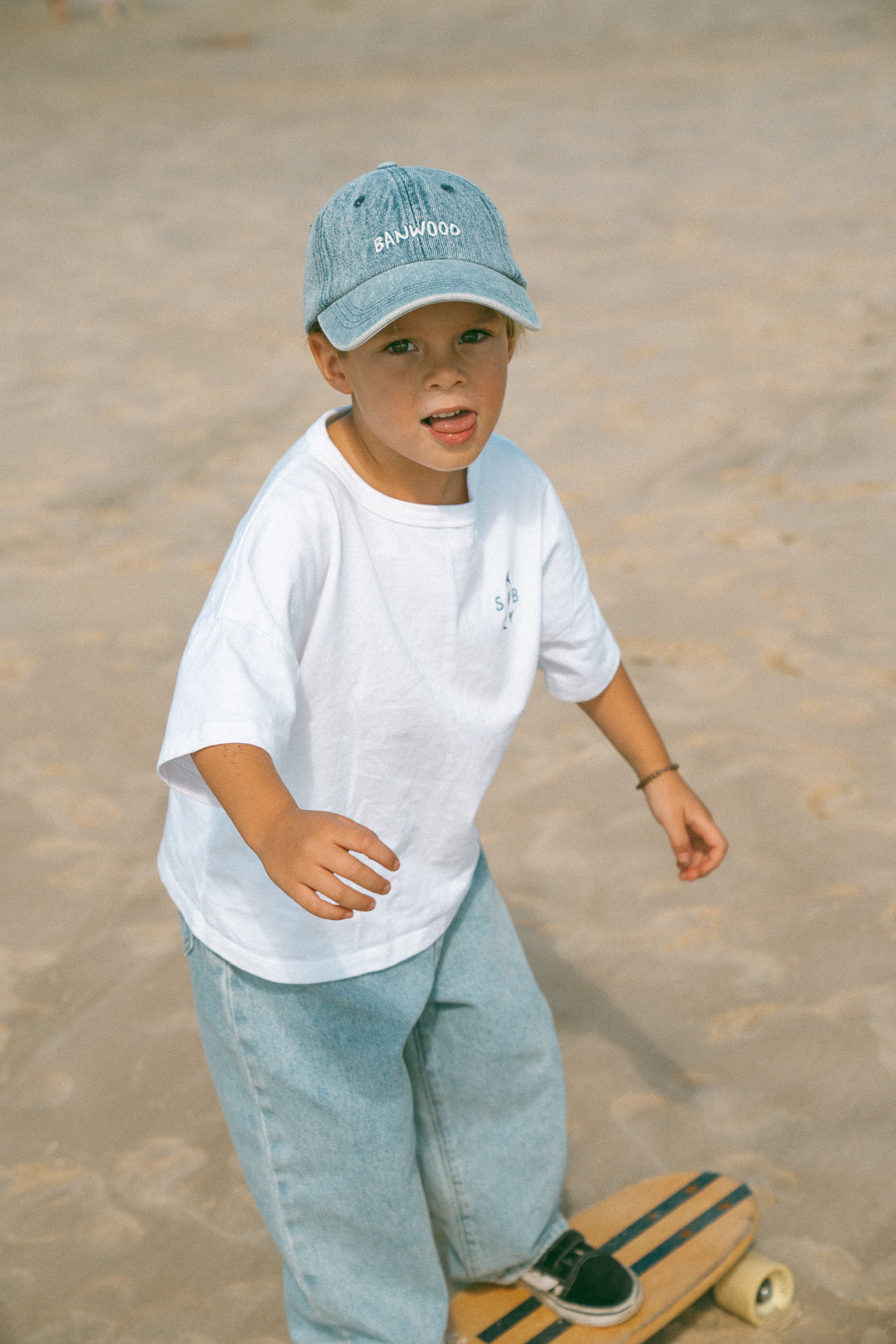 Banwood Washed Cap - Denim - Kinderpet - Denim Blauw 2