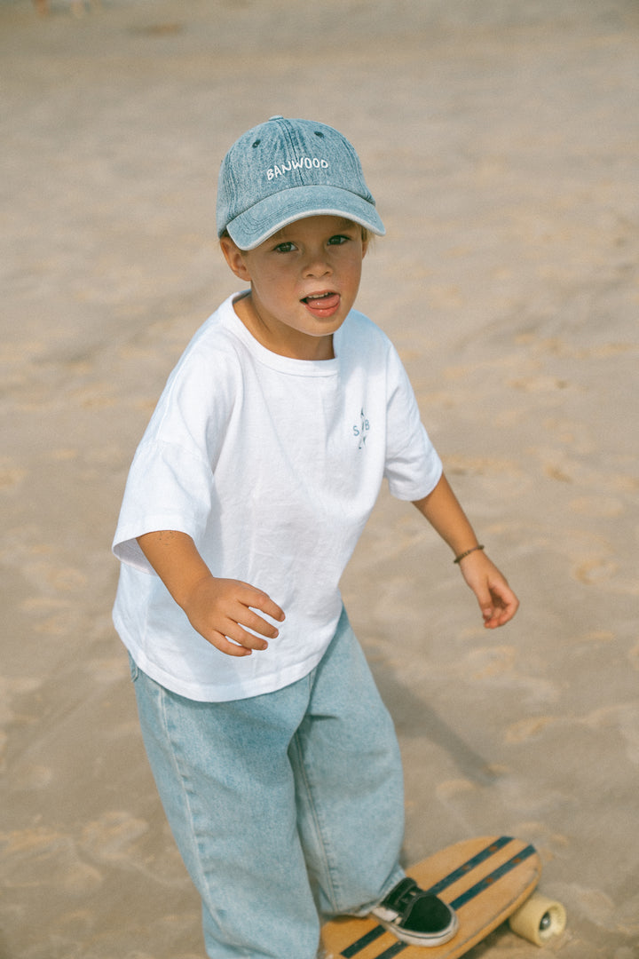 Banwood Washed Cap - Denim - Kinderpet - Denim Blauw 2