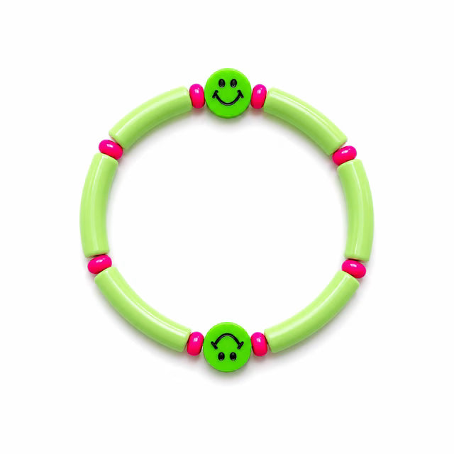 Colori Ribelle Armband Tube Groen met Smiley Kindersierraad 1