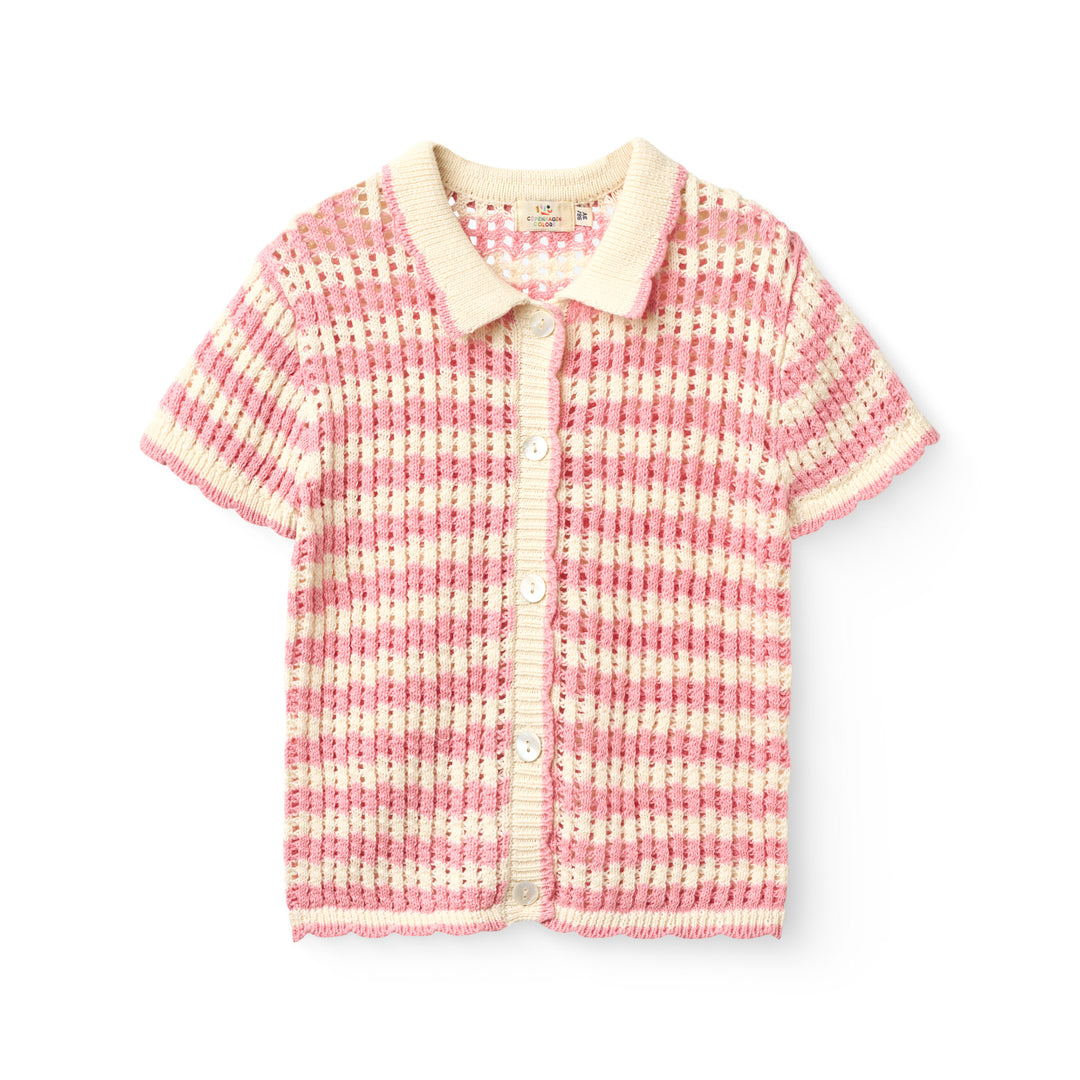 Copenhagen Colors Crochet Cardigan - Meisjesvest - Roze 1