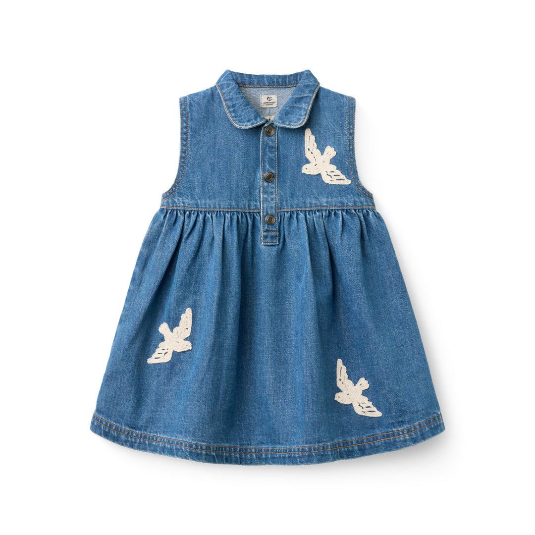 Copenhagen Colors Denim Dress Crochet Doves - Jurk - Blauw 1