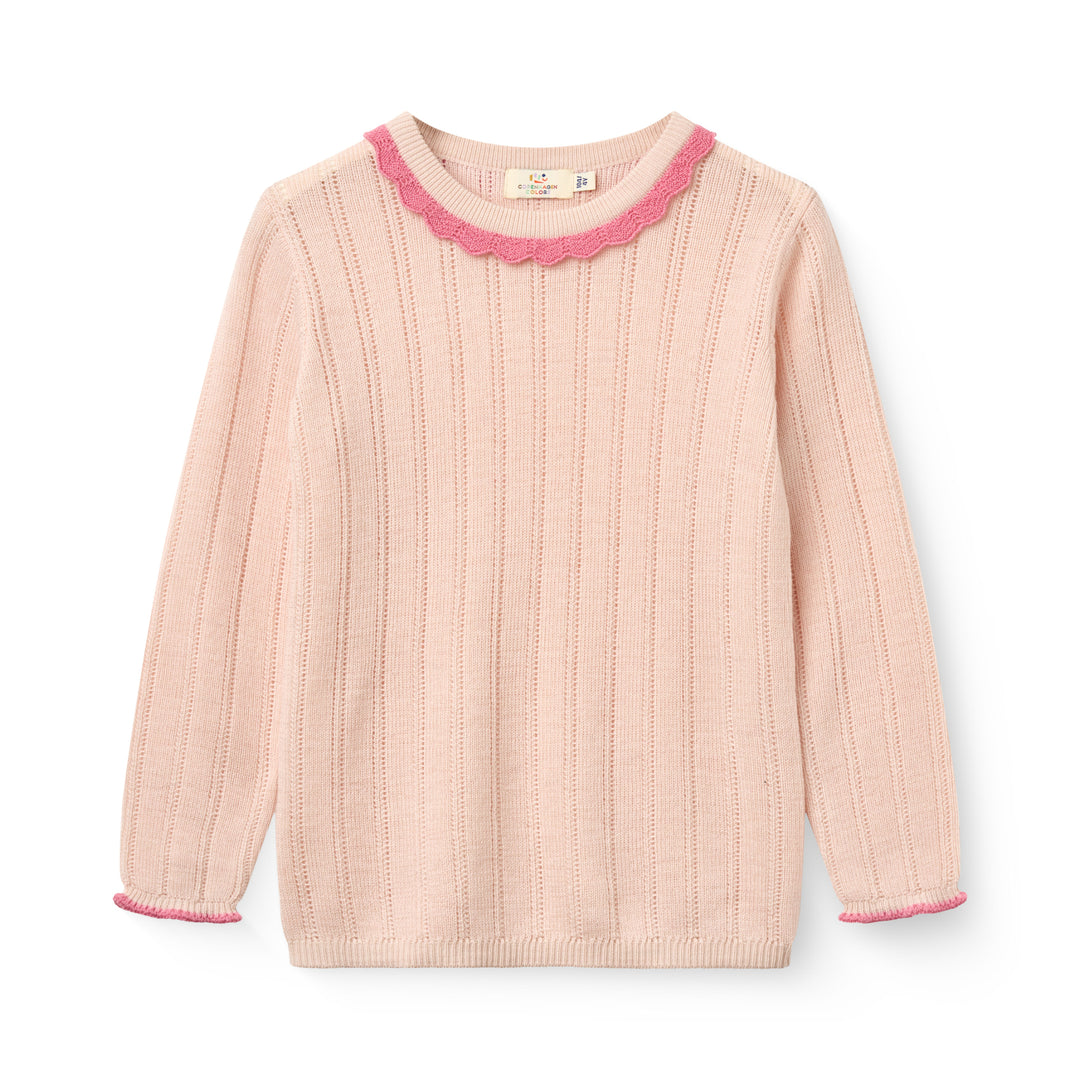 Copenhagen Colors Merino Pointelle Blouse Soft Pink 1