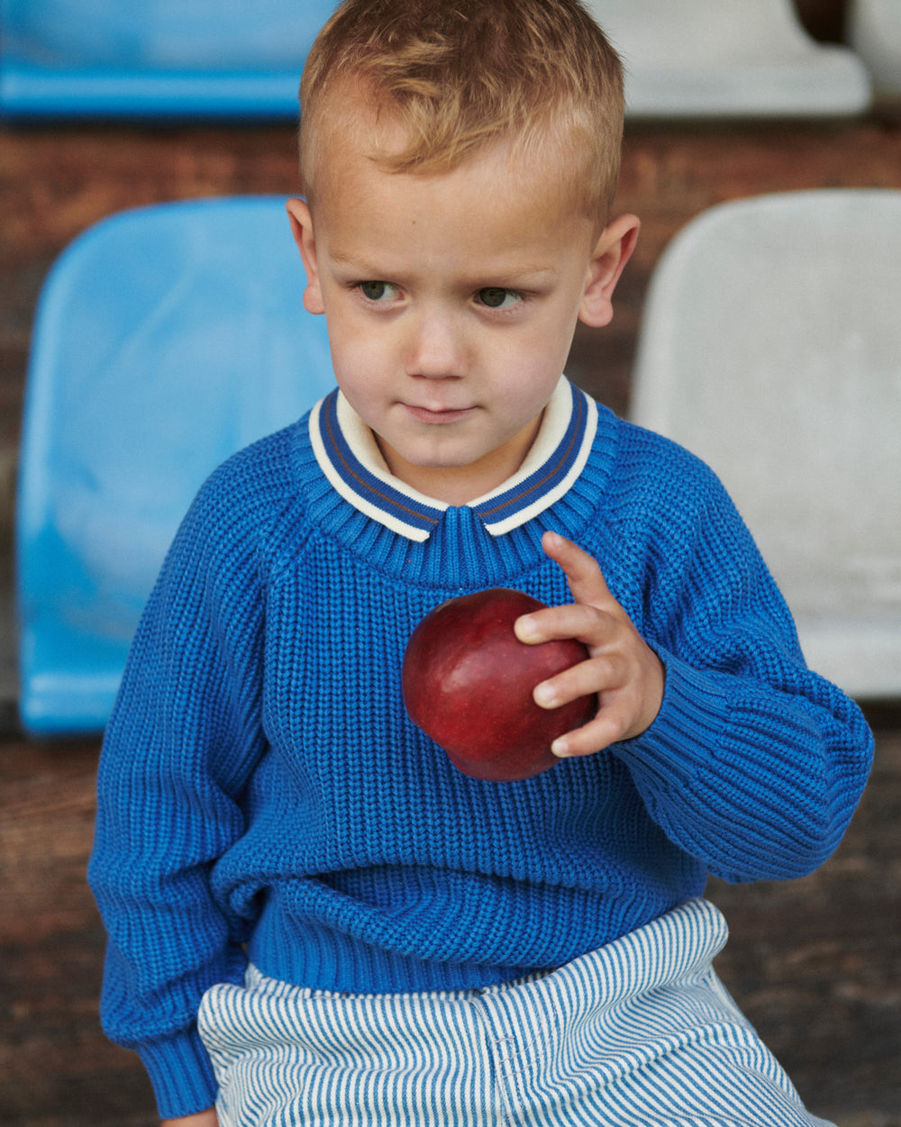 Copenhagen Colors Knitted Classic Rib Blouse Sharp Blue 2
