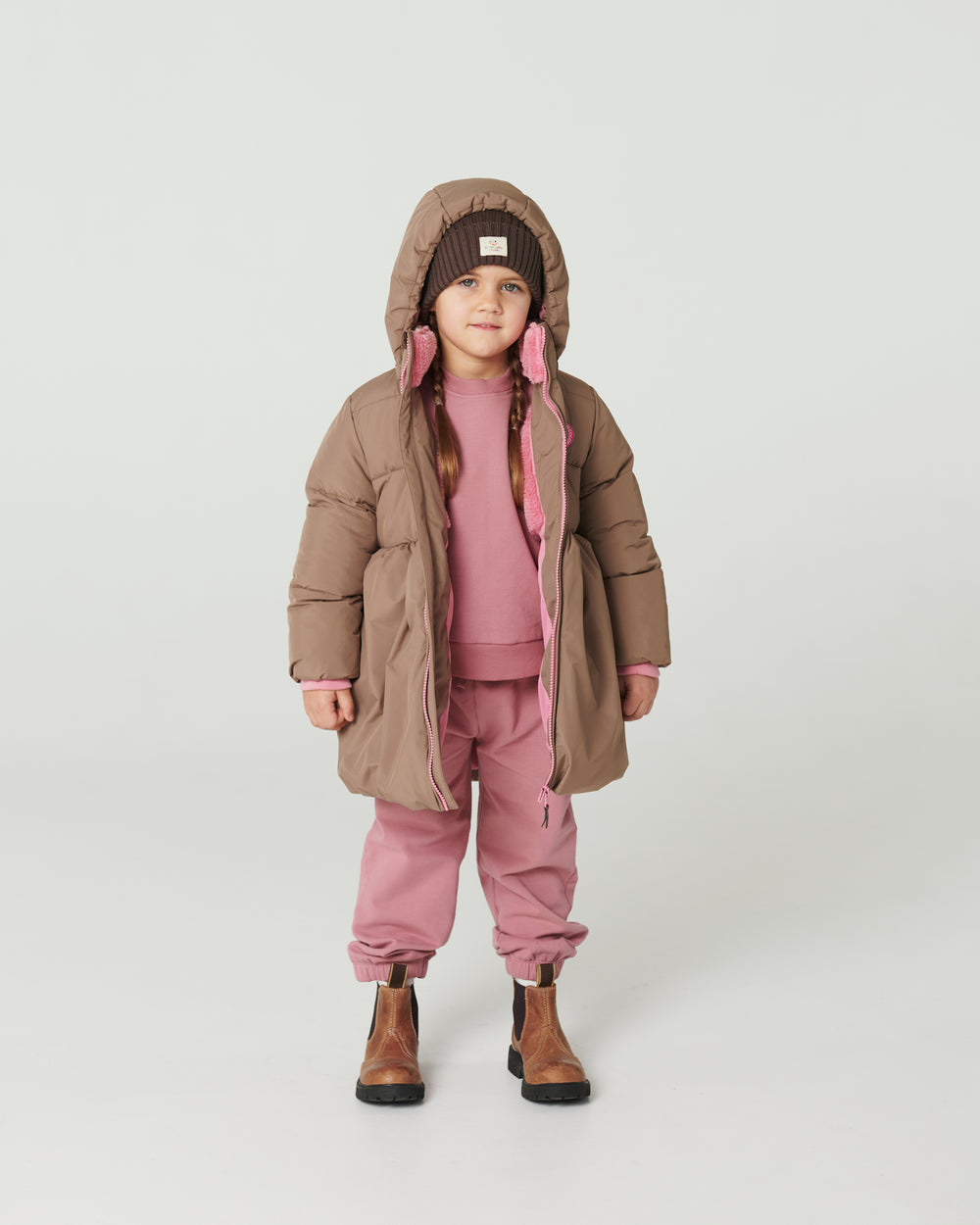 Copenhagen Colors Puffer Long Frill Jacket Walnut 2