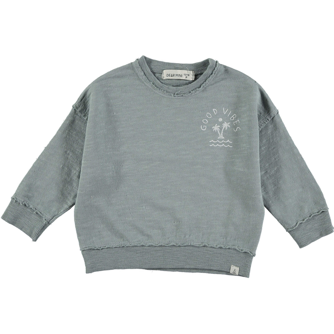 Dear Mini Good Vibes Sweatshirt  - Kindertrui - Sweater - Blauw1