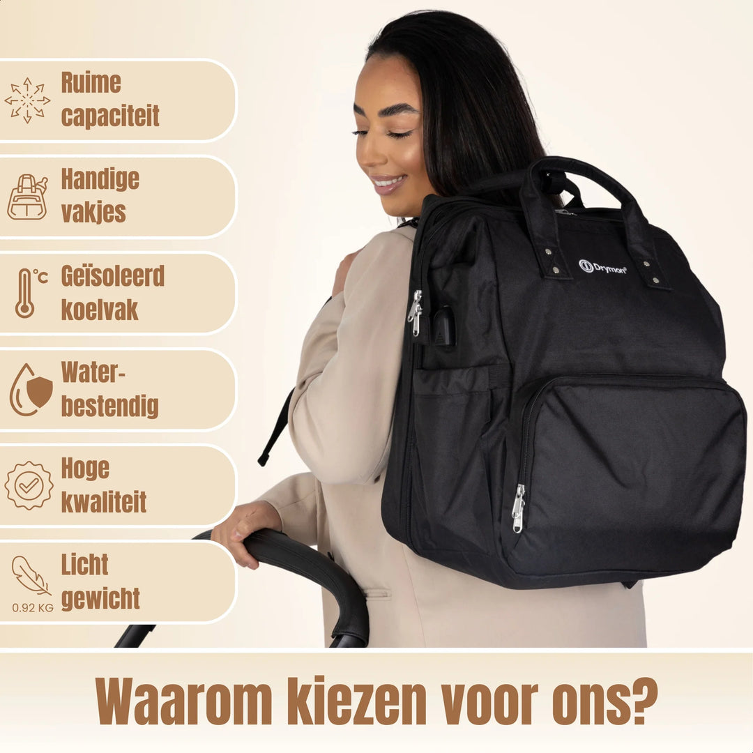 Drymon Oxford Luiertas Rugzak Black - Verschoningstas Zwart 12