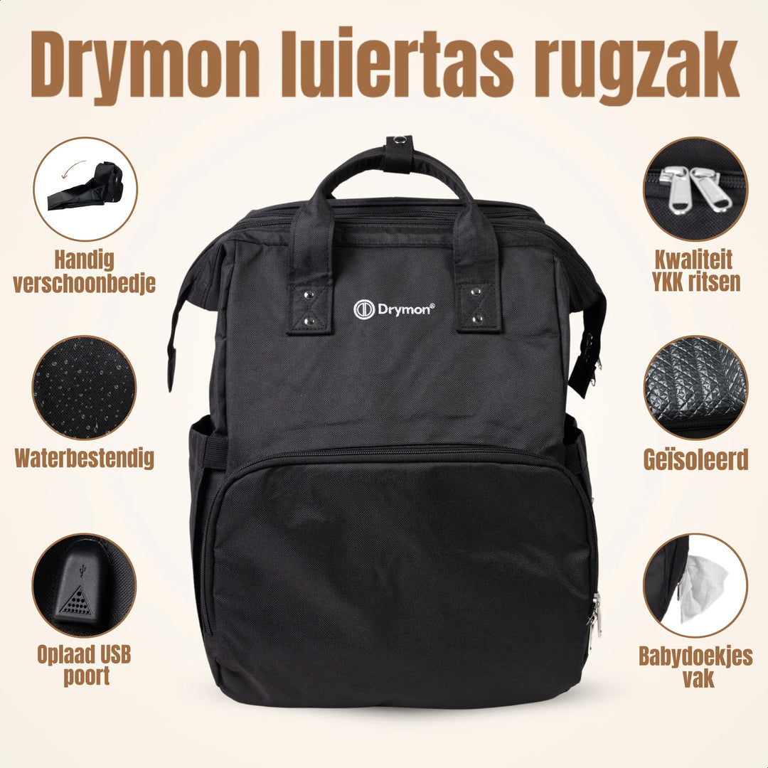 Drymon Oxford Luiertas Rugzak Black - Verschoningstas Zwart 4
