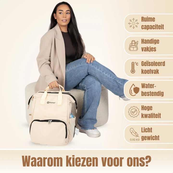 Drymon Oxford Luiertas Rugzak Sand - Verschoningstas Beige 12