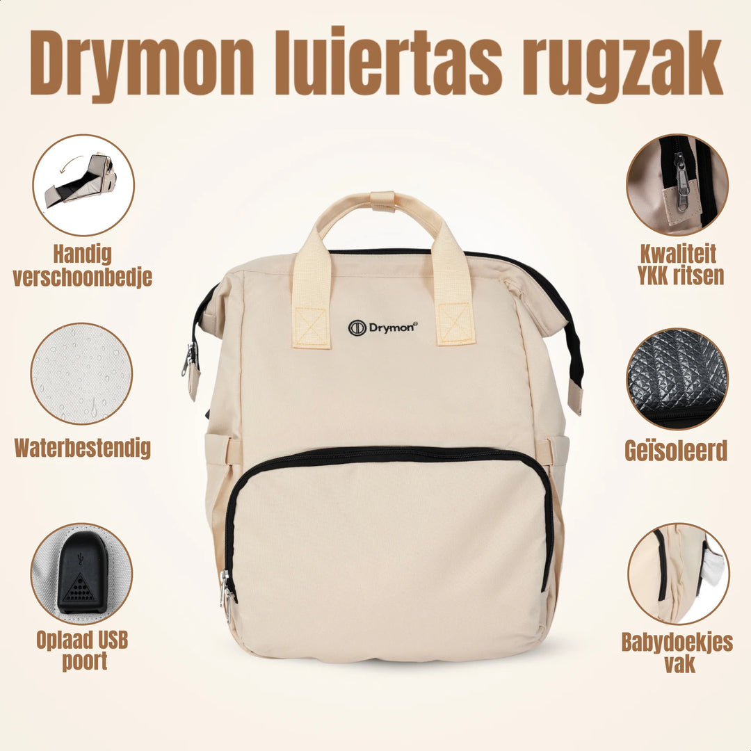 Drymon Oxford Luiertas Rugzak Sand - Verschoningstas Beige 4