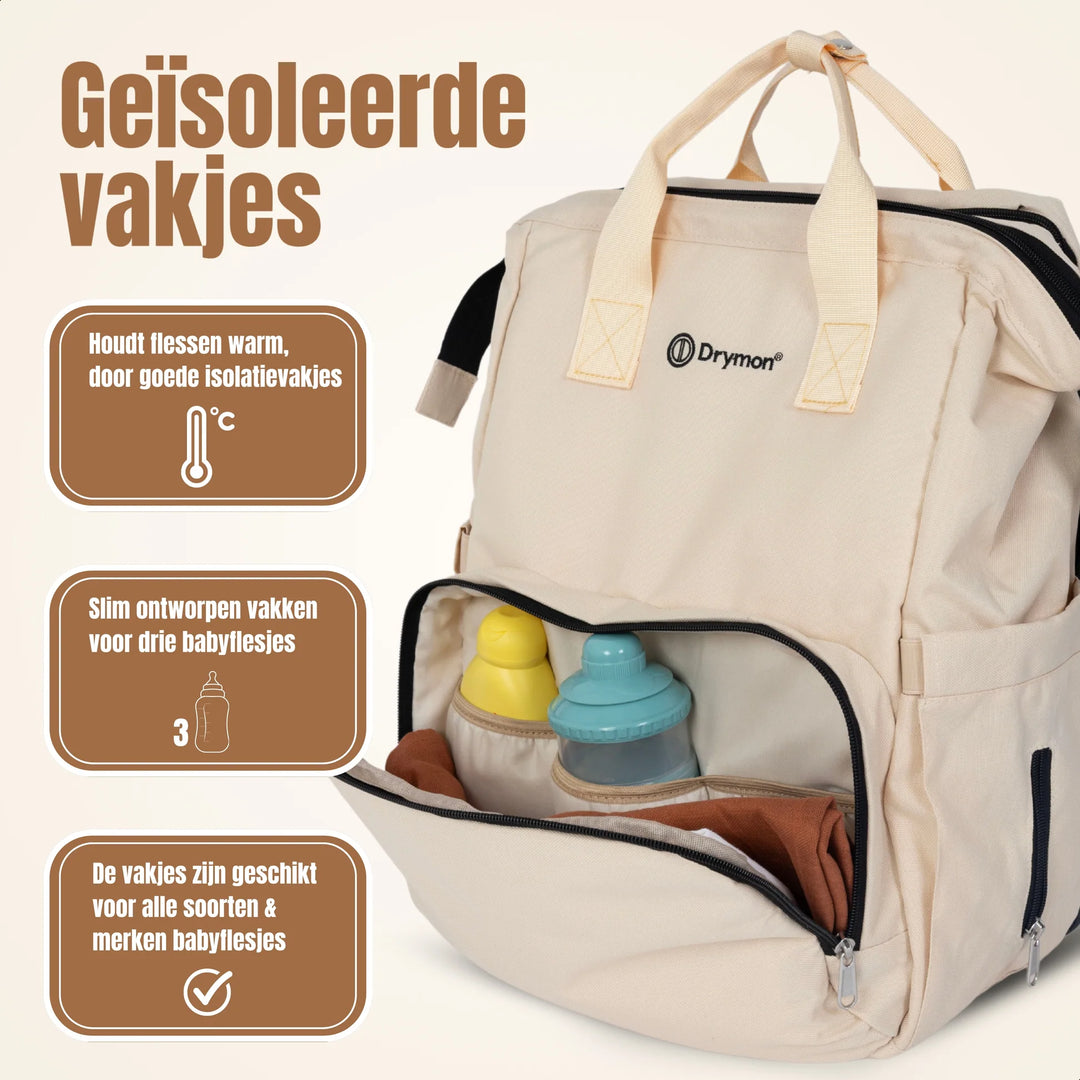 Drymon Oxford Luiertas Rugzak Sand - Verschoningstas Beige 8