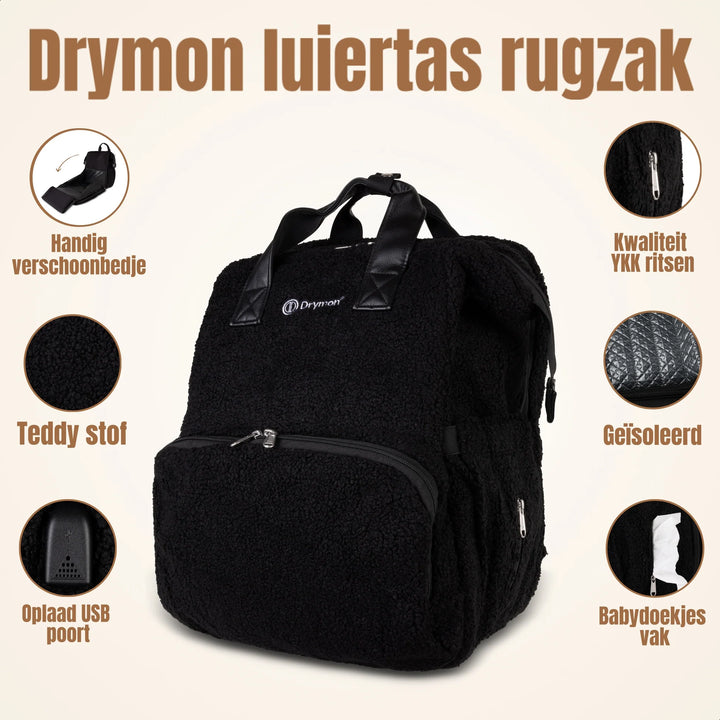 Drymon Teddy Luiertas Rugzak Noir - Verschoningstas Zwart 4
