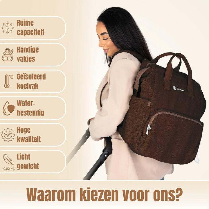 Drymon Teddy Luiertas Rugzak Walnut - Verschoningstas Bruin 12