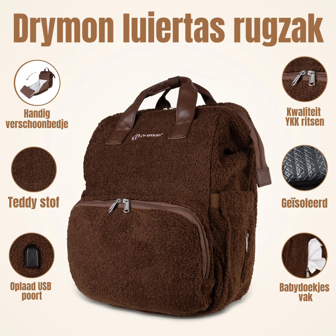 Drymon Teddy Luiertas Rugzak Walnut - Verschoningstas Bruin 4