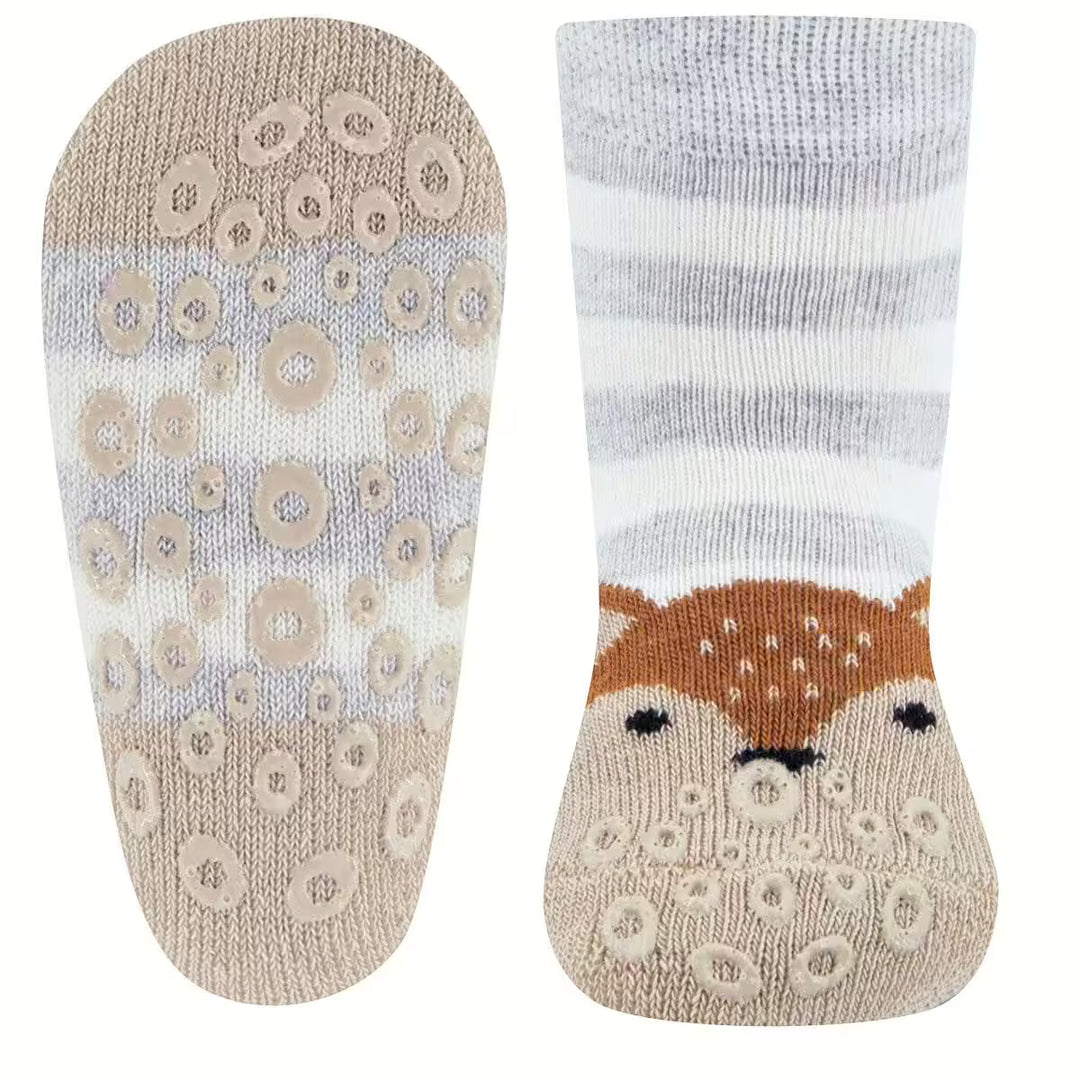 Ewers Kruip Sokken Vos Grijs/Beige - Baby Antislip Sokken 1