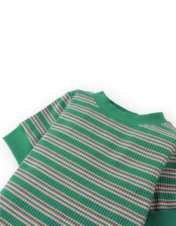 Gingersnaps Emma Striped Top - Meisje Top - Groen 3