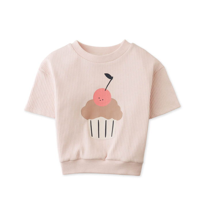 Gingersnaps Madison Drop Shoulder Tee - Meisje Top - Roze 1