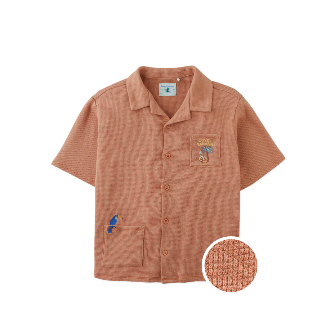 Gingersnaps Tommy Waffle Shirt Toucan - Jongens Shirt Bruin 3