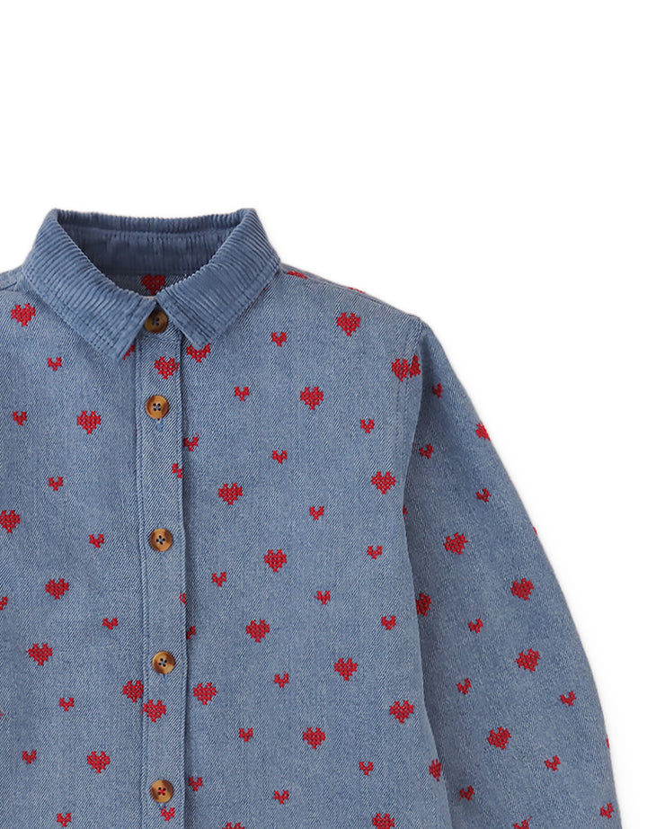 Gingersnaps Josefina Denim Shirt with Hearts 4