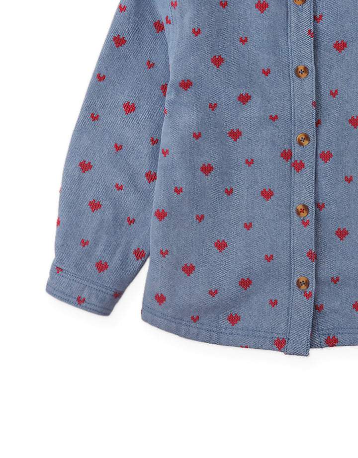 Gingersnaps Josefina Denim Shirt with Hearts 5