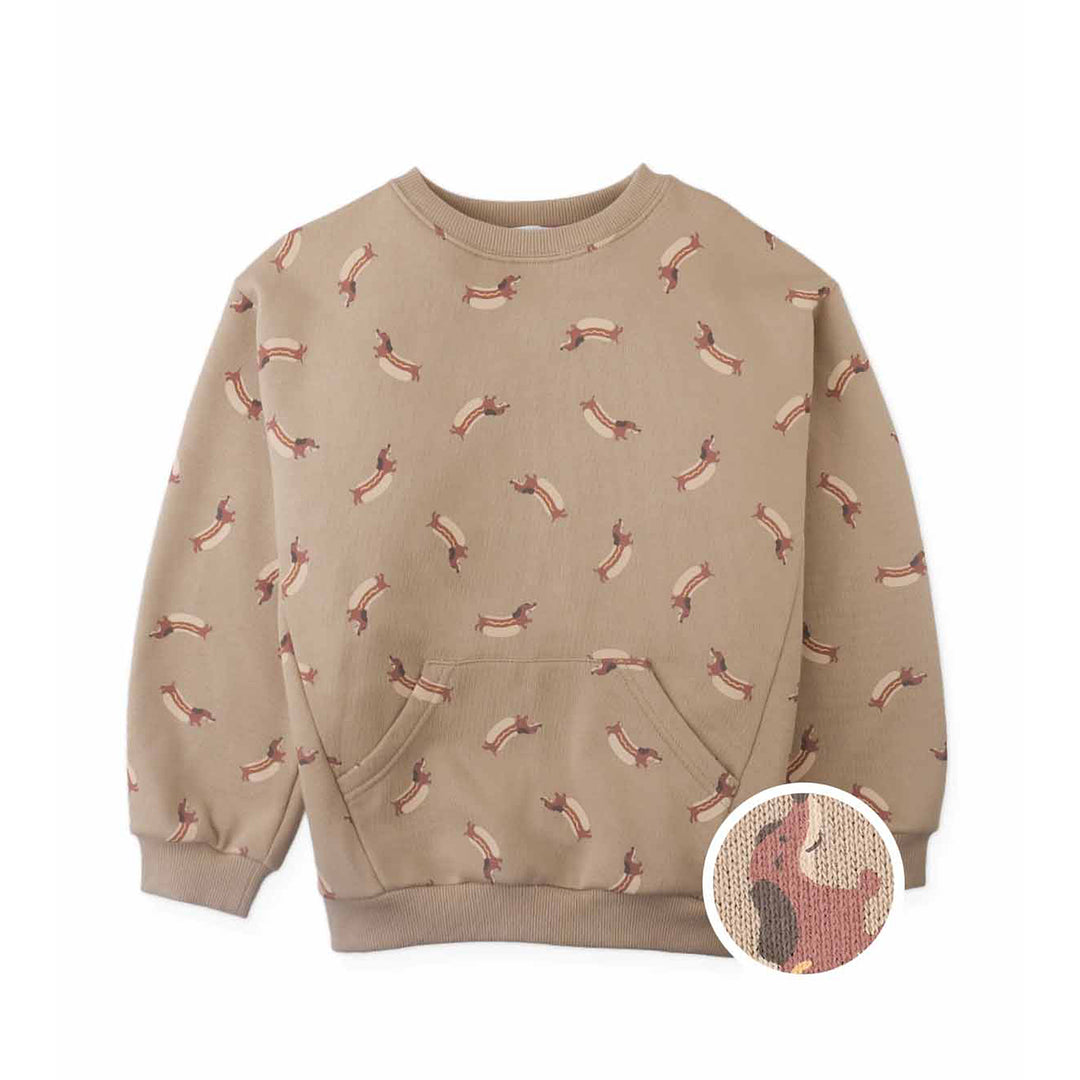 Gingersnaps Renzo Pullover with Dachshund AOP - Jongenstrui 1