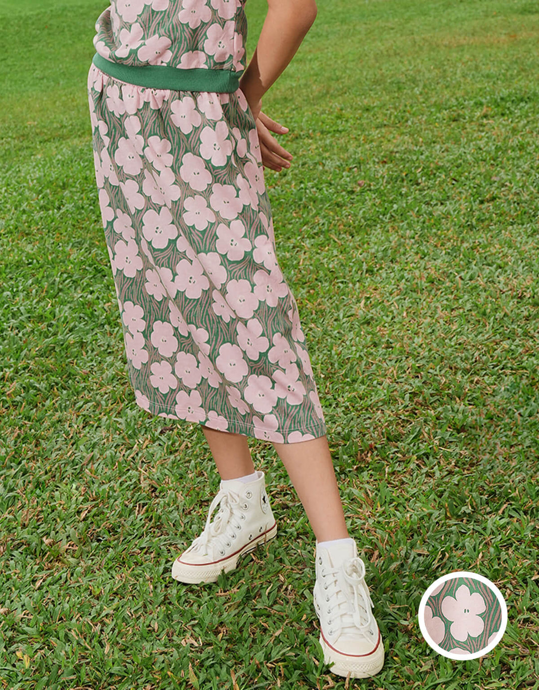 Gingersnaps Stella Terry Skirt Blossoms - Meisjes Rok Groen 2