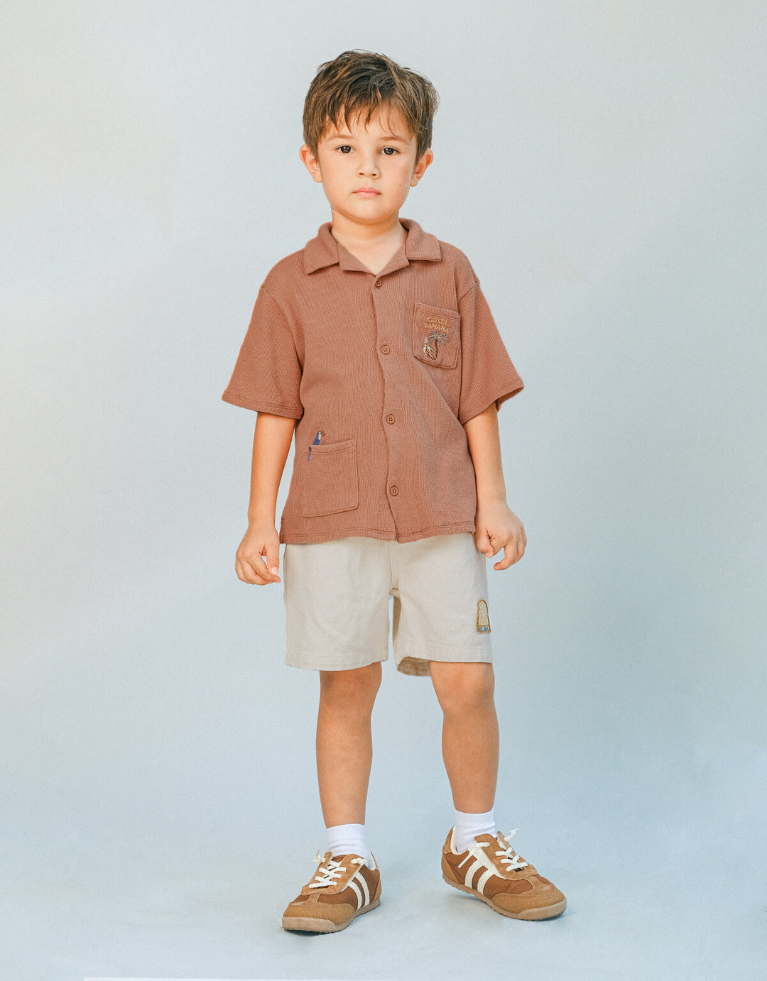 Gingersnaps Tommy Waffle Shirt Toucan - Jongens Shirt Bruin 5