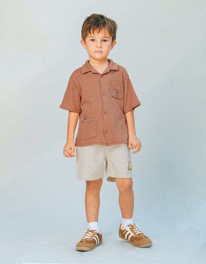Gingersnaps Tommy Waffle Shirt Toucan - Jongens Shirt Bruin 5