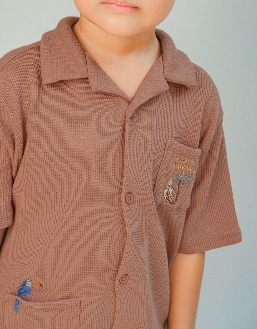 Gingersnaps Tommy Waffle Shirt Toucan - Jongens Shirt Bruin 6