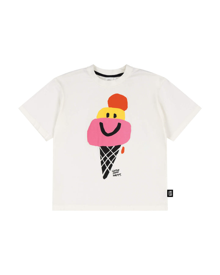 Little Man HAPPY CONE Skate T-Shirt - Kindershirt Off White 1
