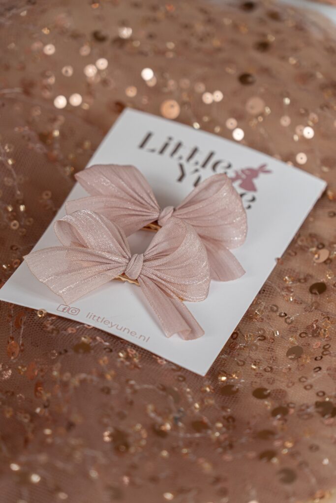 Little Yune Alligatorspeldjes Duo Bow Rose - Roze 2