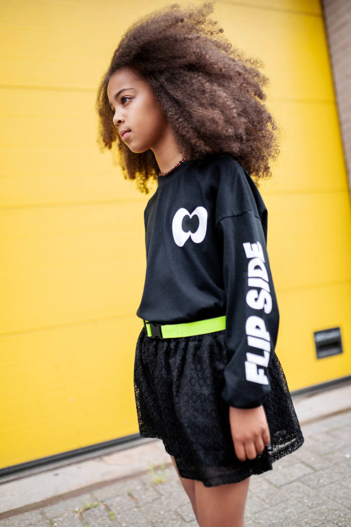 Little Man FLIPSIDE Longsleeve - Unisex Kindershirt - Zwart 2