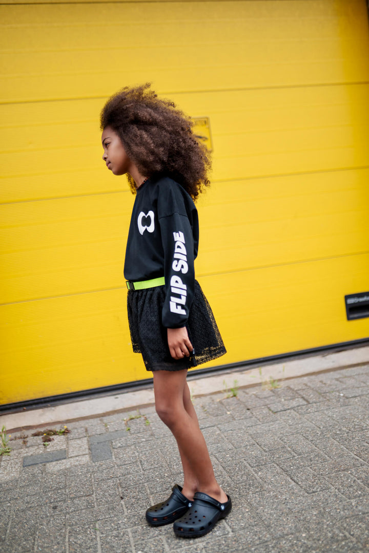 Little Man FLIPSIDE Longsleeve - Unisex Kindershirt - Zwart 7