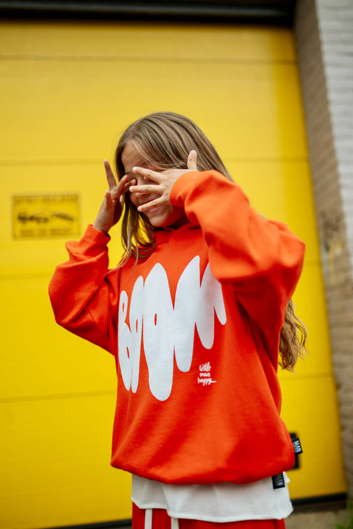 Little Man Happy BOOM Hoodie - Kinder Hoodie - Rood 2