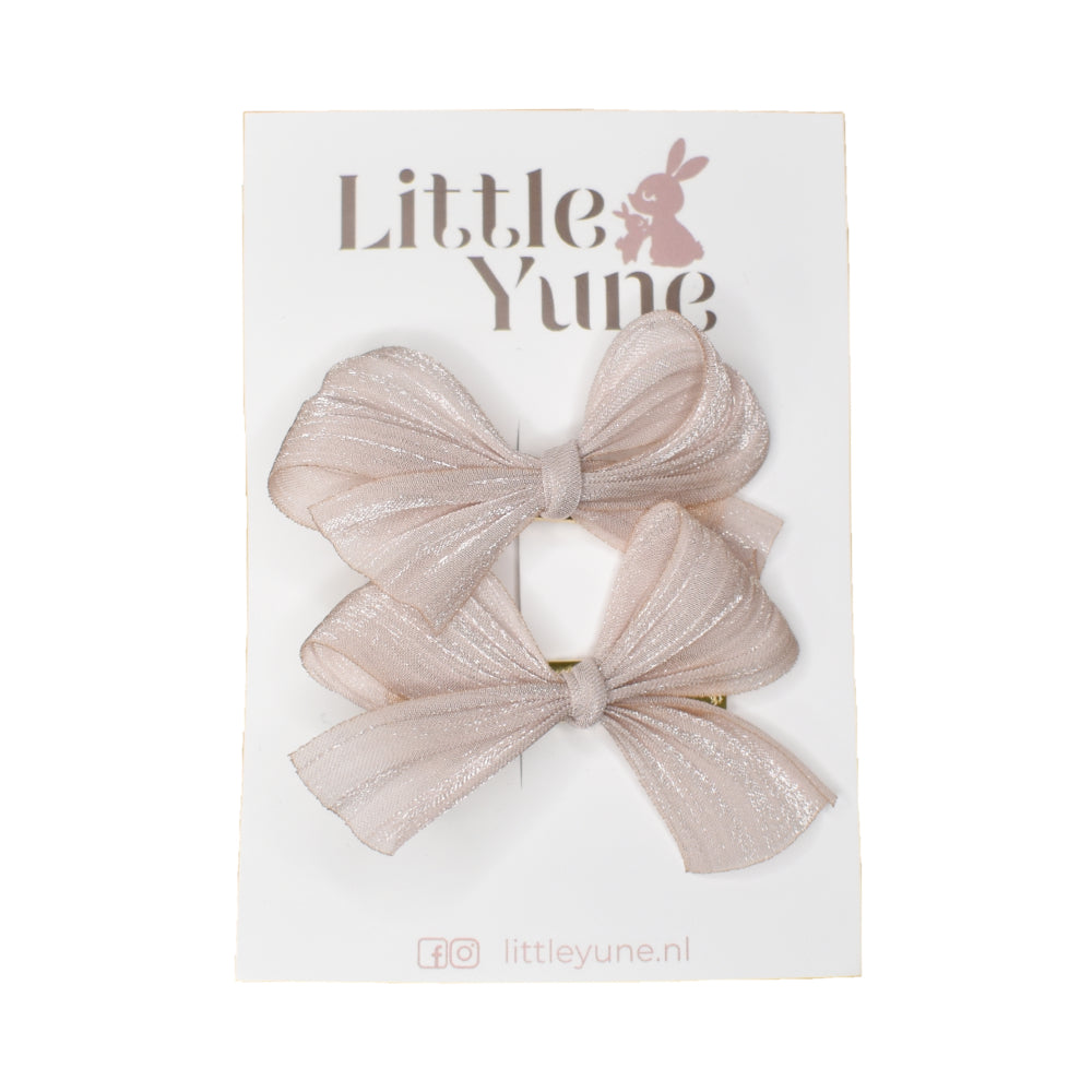 Little Yune Alligatorspeldjes Duo Bow Rose - Roze 1