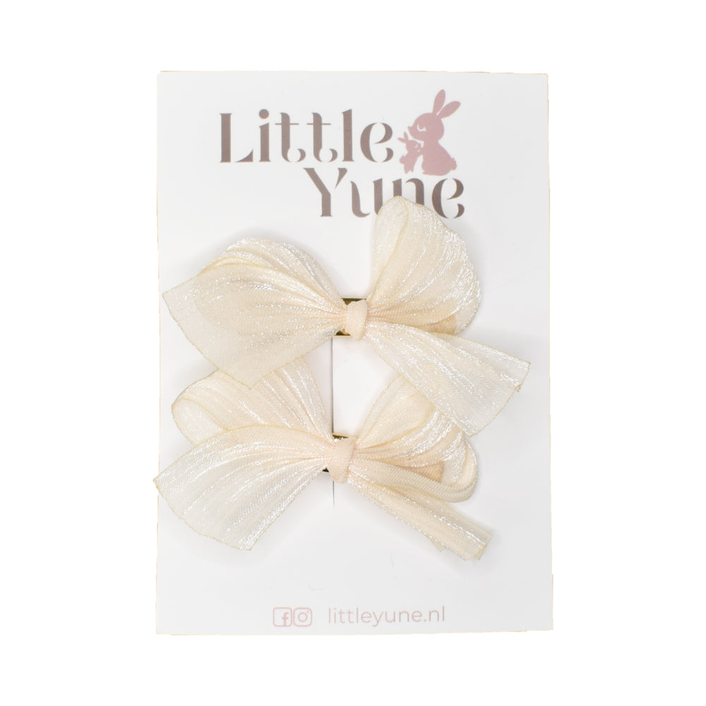 Little Yune Alligatorspeldjes Duo Bow White - Wit 1