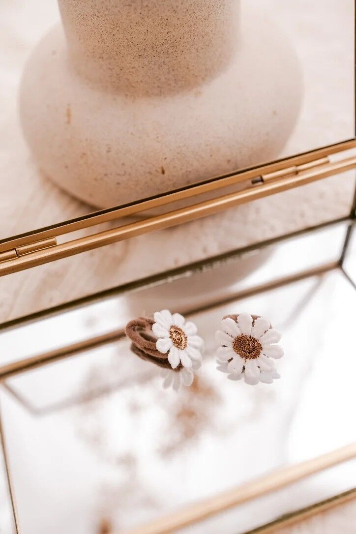 Little Yune Elastiekjes set van 2 Madeliefjes Brons - Ecru 2