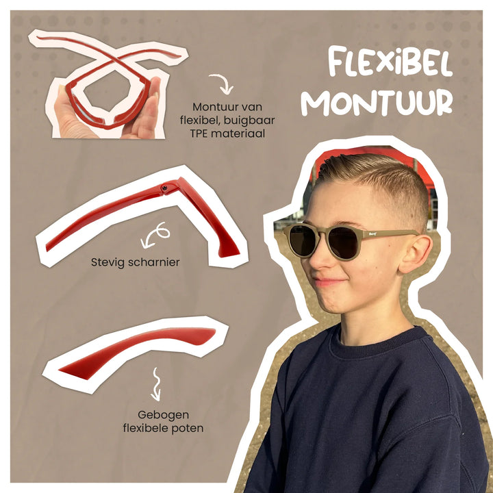 Maesy Kinder Zonnebril Novi - 6 t/m 12 jaar - Flexibel Ecru 4