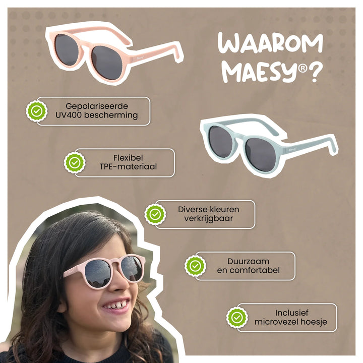 Maesy Kinder Zonnebril Novi - 6 t/m 12 jaar - Flexibel Ecru 7