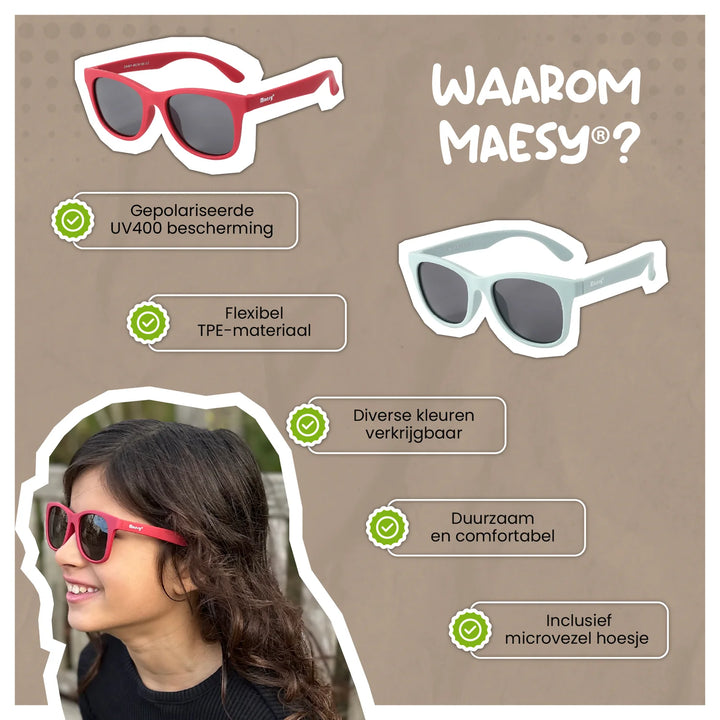 Maesy Kinder Zonnebril Yuki - 6 t/m 12 jaar - Flexibel Zwart 7