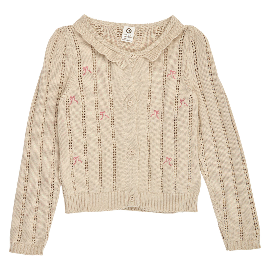 Müsli Bouquet Knit Pointelle Cardigan - Meisjesvest - Ecru 1