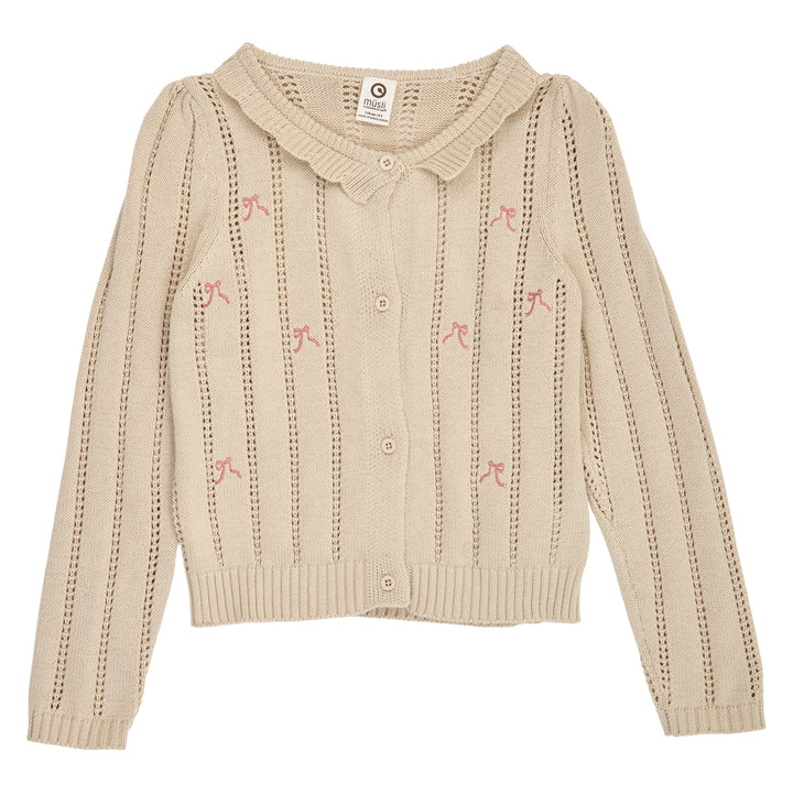 Müsli Bouquet Knit Pointelle Cardigan - Meisjesvest - Ecru 1