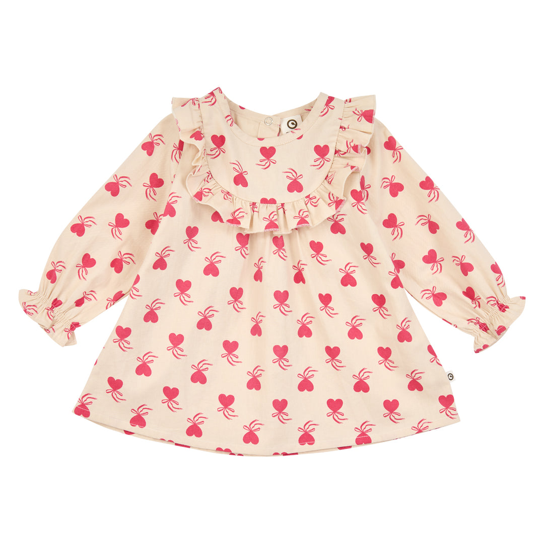 Müsli Love Letter Dress Baby - Baby Meisjes Jurk - Ecru/Roze 1