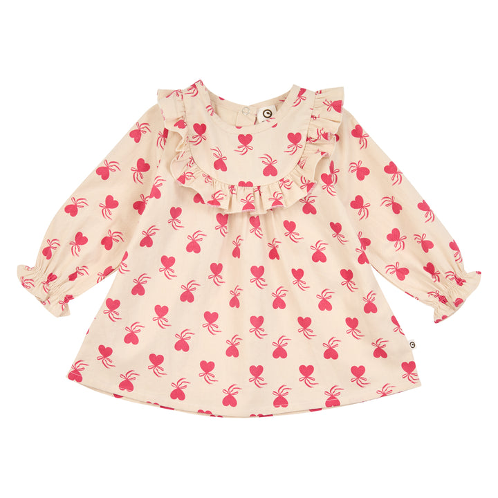 Müsli Love Letter Dress Baby - Baby Meisjes Jurk - Ecru/Roze 1