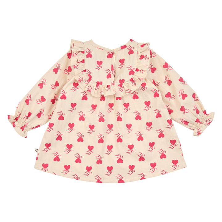 Müsli Love Letter Dress Baby - Baby Meisjes Jurk - Ecru/Roze 3