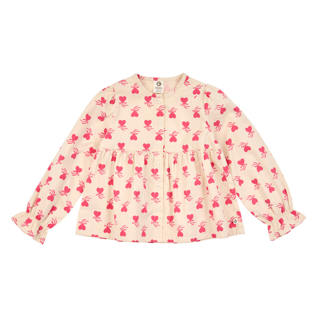 Müsli Love Letter Longsleeve Blouse - Meisjes Blouse - Ecru 1