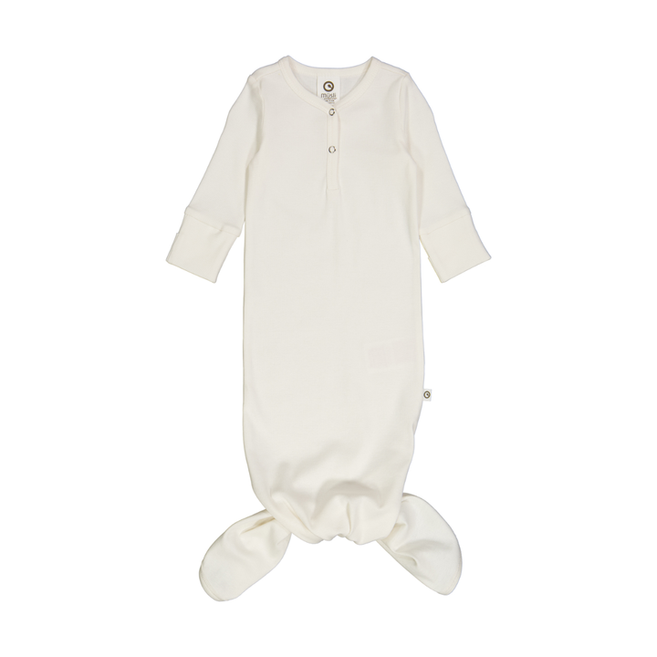 Müsli Rib Knot Gown Balsam Cream - Newborn Slaapzakje - Wit 1