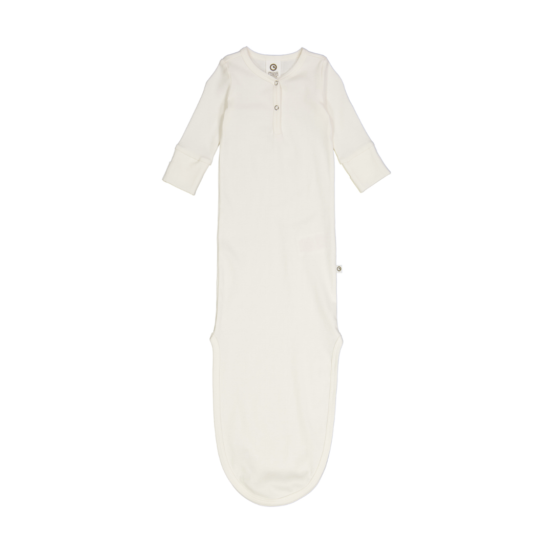 Müsli Rib Knot Gown Balsam Cream - Newborn Slaapzakje - Wit 4