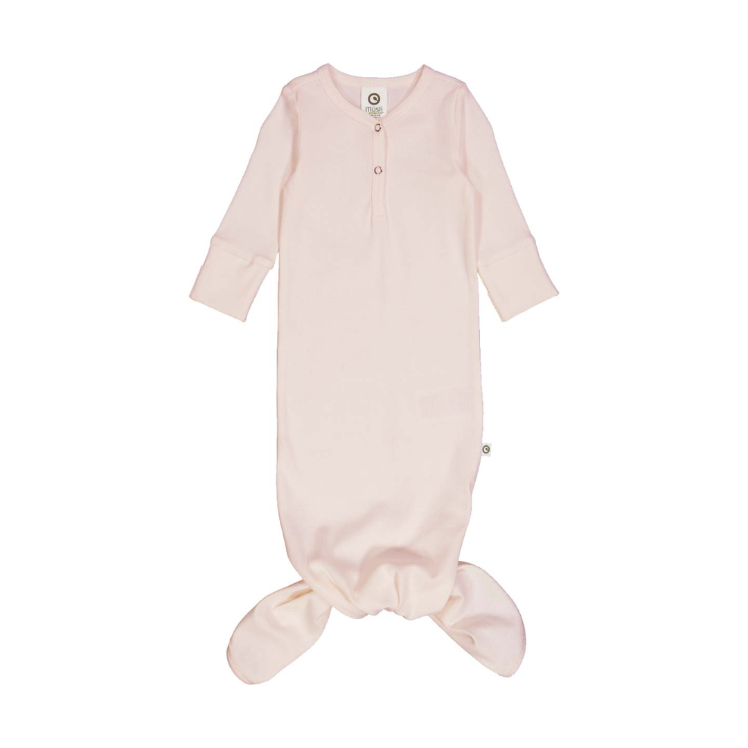 Müsli Rib Knot Gown Nightingale - Newborn Slaapzakje - Roze 1