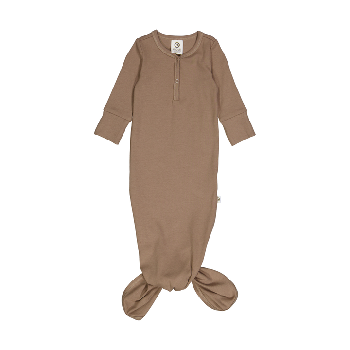 Müsli Rib Knot Gown Walnut - Newborn Slaapzakje - Bruin 1